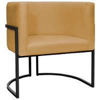 Kit 2 Poltronas Luna Suede Cores Base De Ferro Preta - Mostarda, Suede - 6