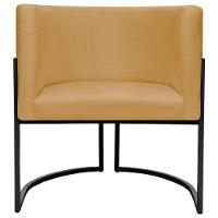 Kit 2 Poltronas Luna Suede Cores Base De Ferro Preta - Mostarda, Suede - 7