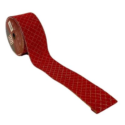 Fita Decorativa Natalina Vermelho E Dourado Tok Da Casa 6.3cmx9.14m