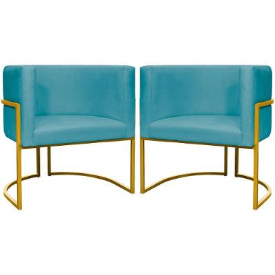 Kit 2 Poltronas Luna Para Sala Suede Turquesa Clique & Decore