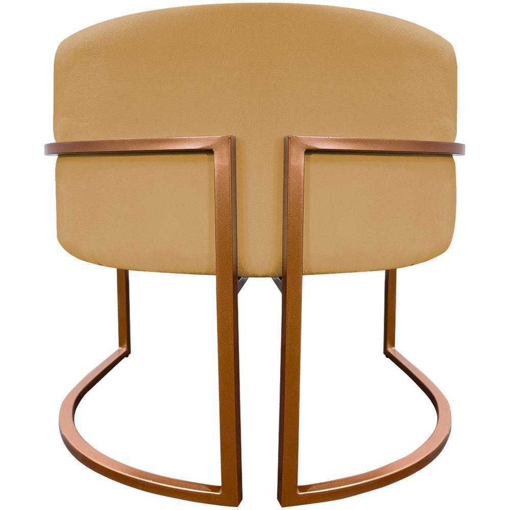 Kit 2 Poltronas Para Sala De Recepção Luna Suede Cores Base De Ferro Bronze - Mostarda, Suede - 3