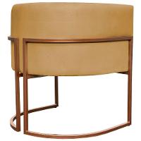 Kit 2 Poltronas Para Sala De Recepção Luna Suede Cores Base De Ferro Bronze - Mostarda, Suede