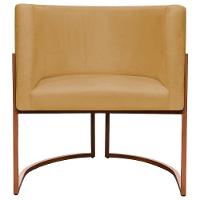 Kit 2 Poltronas Para Sala De Recepção Luna Suede Cores Base De Ferro Bronze - Mostarda, Suede - 7