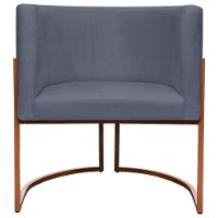 Kit 2 Poltronas Para Sala De Recepção Luna Suede Cores Base De Ferro Bronze - Cinza, Suede - 5