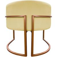 Kit 2 Poltronas Para Sala De Recepção Luna Suede Cores Base De Ferro Bronze - Amarelo, Suede - 3