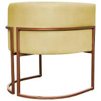 Kit 2 Poltronas Para Sala De Recepção Luna Suede Cores Base De Ferro Bronze - Amarelo, Suede