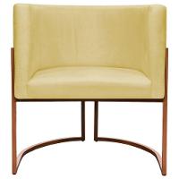 Kit 2 Poltronas Para Sala De Recepção Luna Suede Cores Base De Ferro Bronze - Amarelo, Suede - 7