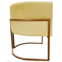 Kit 2 Poltronas Para Sala De Recepção Luna Suede Cores Base De Ferro Bronze - Amarelo, Suede - 9