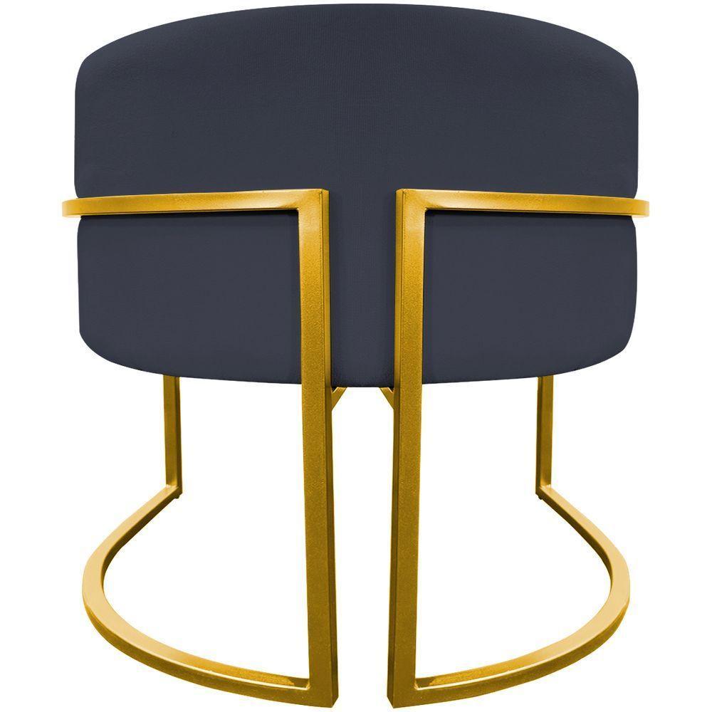 Kit 2 Poltronas Cadeira Para Sala De Luna Suede Cores Base Dourada - Preto, Suede - 3