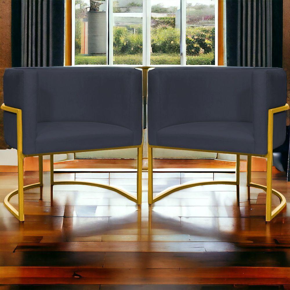 Kit 2 Poltronas Cadeira Para Sala De Luna Suede Cores Base Dourada - Preto, Suede - 7