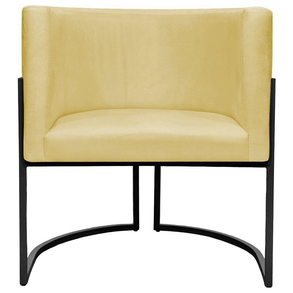 Kit 2 Poltronas Luna Suede Cores Base De Ferro Preta - Amarelo, Suede - 6
