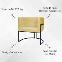 Kit 2 Poltronas Luna Suede Cores Base De Ferro Preta - Amarelo, Suede - 9