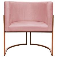 Kit 2 Poltronas Para Sala De Recepção Luna Suede Cores Base De Ferro Bronze - Rosê, Suede - 5