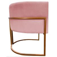 Kit 2 Poltronas Para Sala De Recepção Luna Suede Cores Base De Ferro Bronze - Rosê, Suede - 9