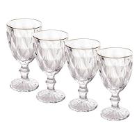 Jogo Jarra 1l Diamond Com 4 Taças De Vidro 325ml Fio De Ouro Borda Dourada água Suco Lyor - 9