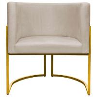 Kit 2 Poltronas Cadeira Para Sala De Luna Suede Cores Base Dourada - Bege, Suede - 8