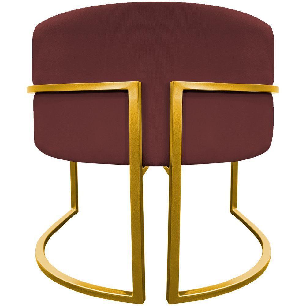 Kit 2 Poltronas Cadeira Para Sala De Luna Suede Cores Base Dourada - Bordô, Suede - 2