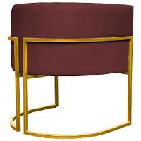 Kit 2 Poltronas Cadeira Para Sala De Luna Suede Cores Base Dourada - Bordô, Suede - 3