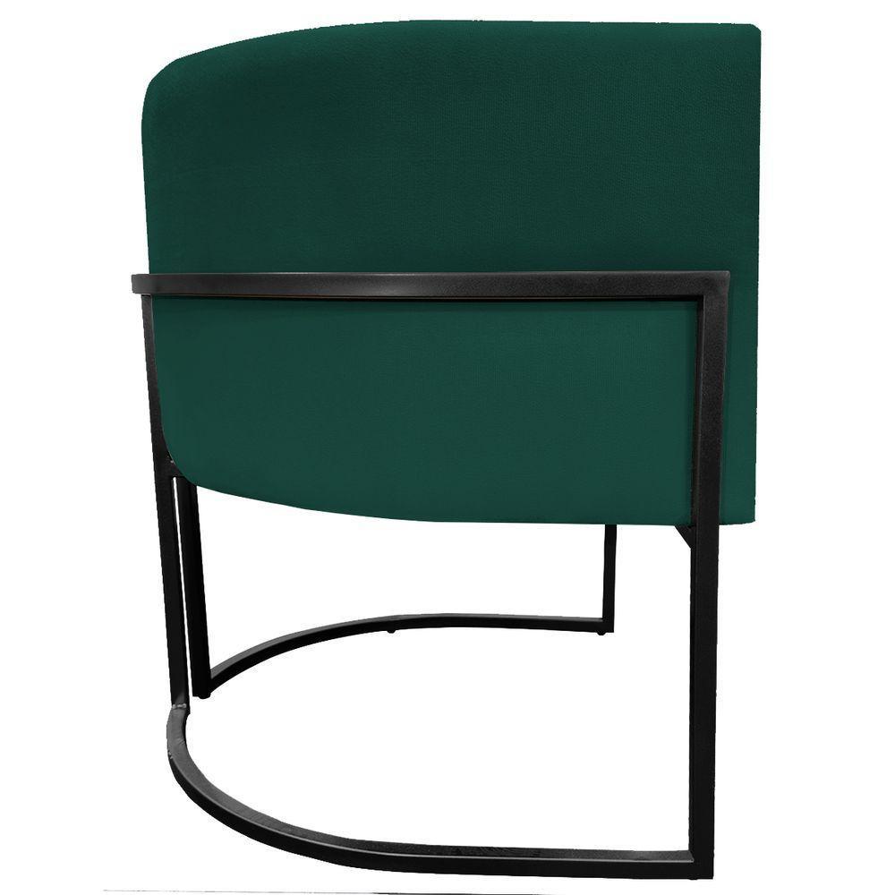 Kit 2 Poltronas Luna Suede Cores Base De Ferro Preta - Verde, Suede - 5