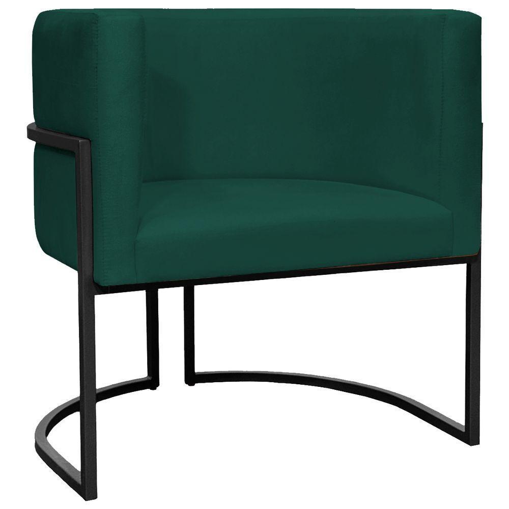 Kit 2 Poltronas Luna Suede Cores Base De Ferro Preta - Verde, Suede - 6