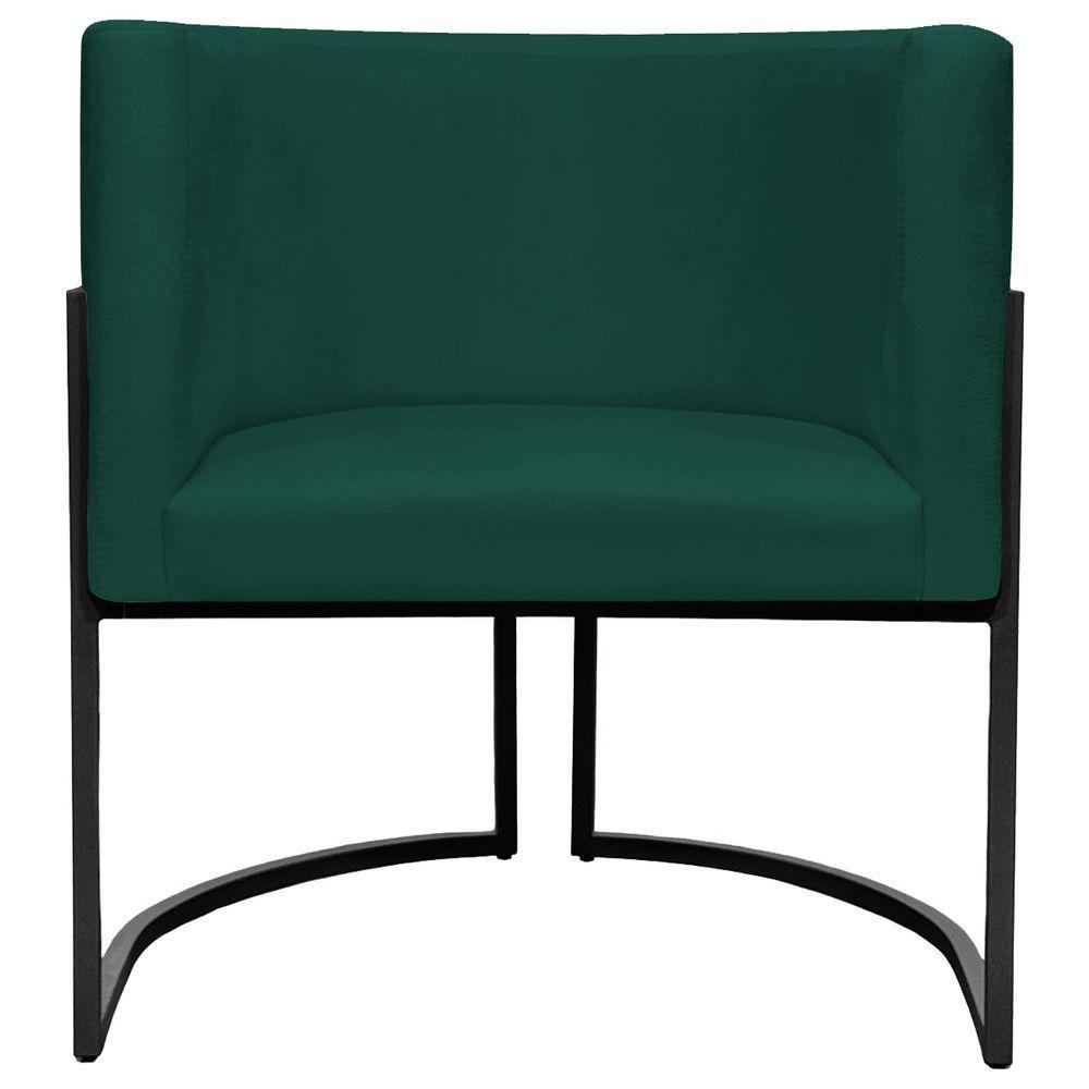Kit 2 Poltronas Luna Suede Cores Base De Ferro Preta - Verde, Suede - 7