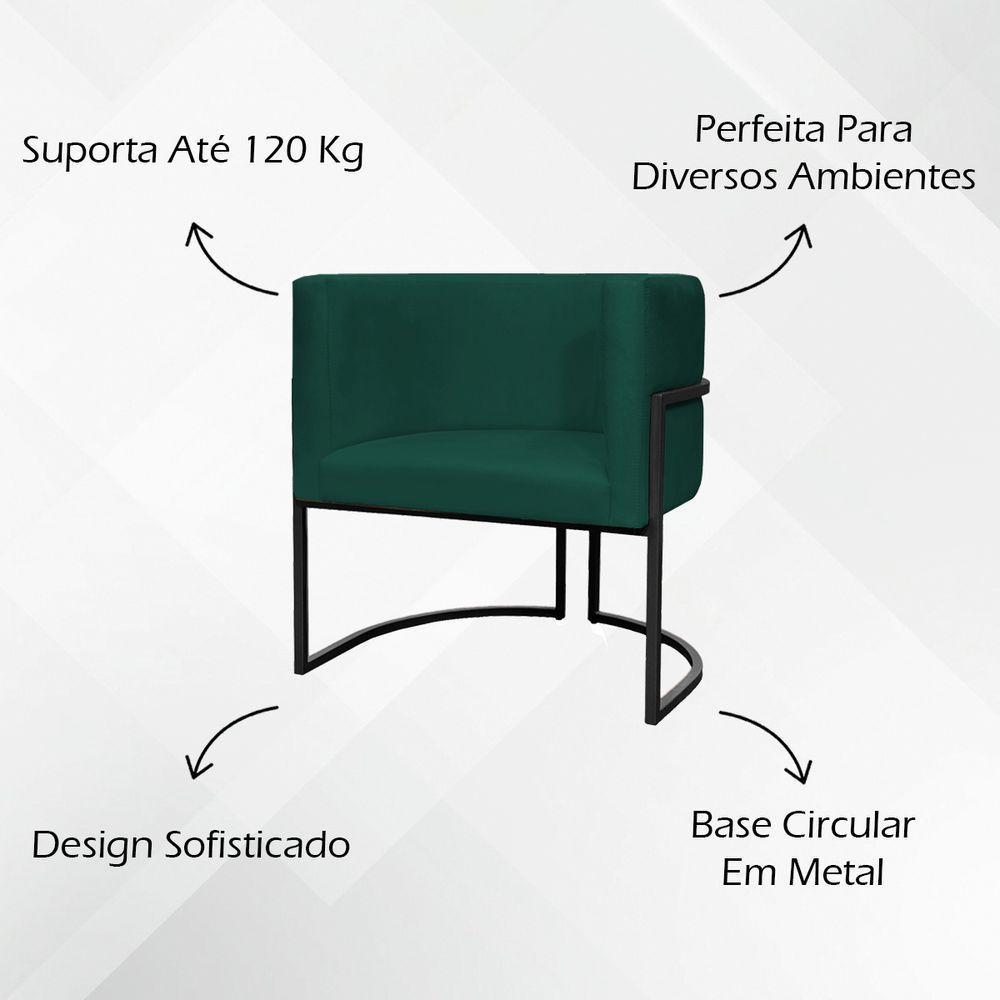 Kit 2 Poltronas Luna Suede Cores Base De Ferro Preta - Verde, Suede - 8
