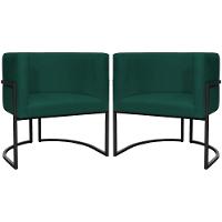 Kit 2 Poltronas Luna Suede Cores Base De Ferro Preta - Verde, Suede - 1