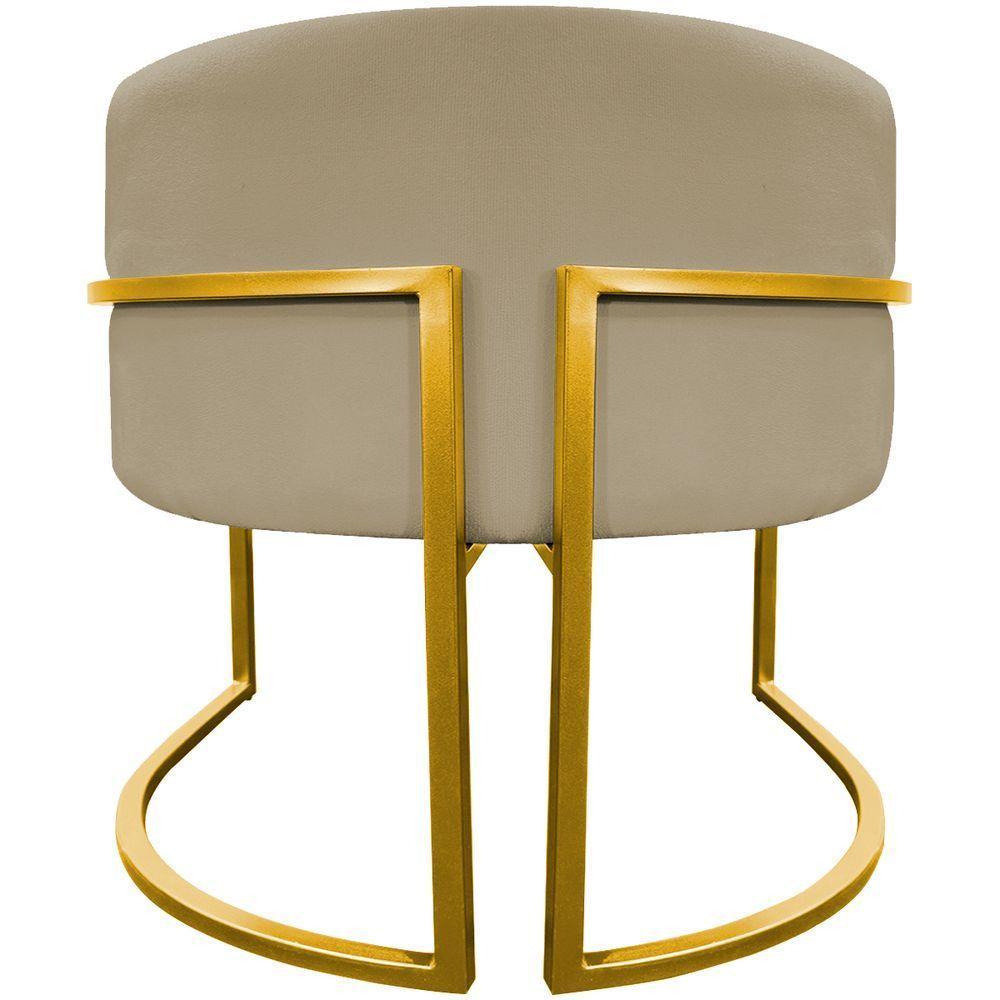 Kit 2 Poltronas Cadeira Para Sala De Luna Suede Cores Base Dourada - Nude, Suede - 3