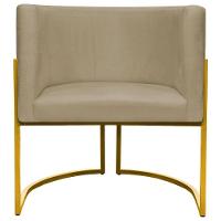 Kit 2 Poltronas Cadeira Para Sala De Luna Suede Cores Base Dourada - Nude, Suede - 6