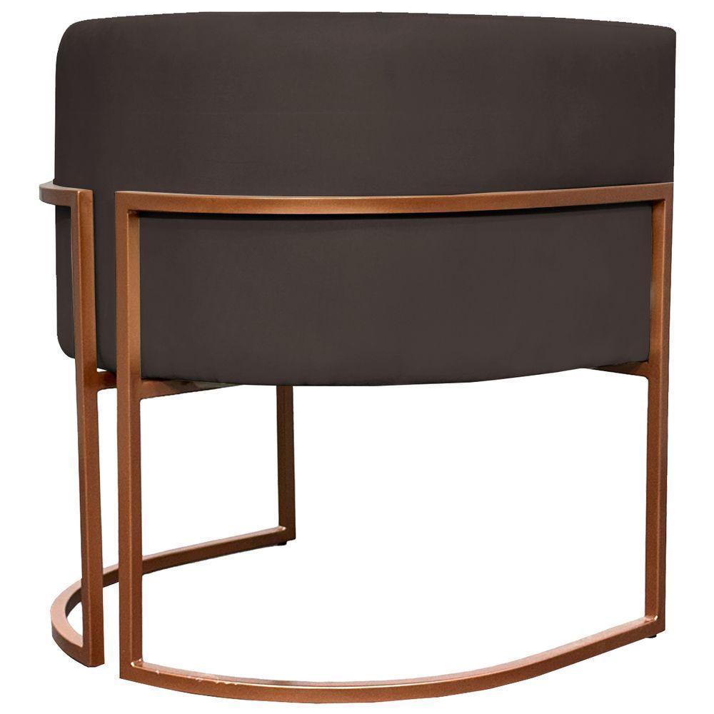 Kit 2 Poltronas Para Sala De Recepção Luna Suede Cores Base De Ferro Bronze - Marrom, Suede - 4