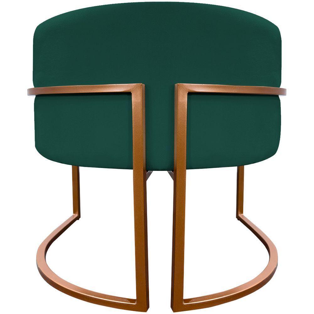 Kit 2 Poltronas Para Sala De Recepção Luna Suede Cores Base De Ferro Bronze - Verde, Suede - 3