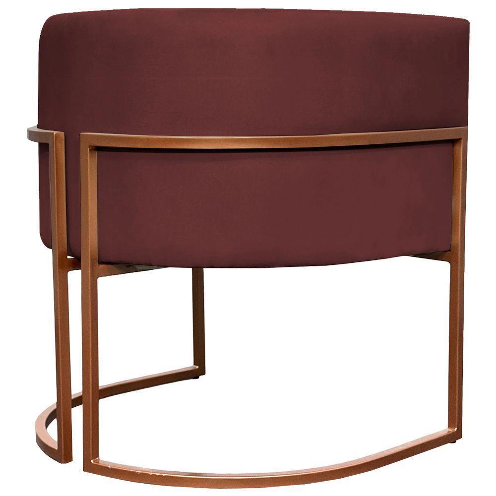 Kit 2 Poltronas Para Sala De Recepção Luna Suede Cores Base De Ferro Bronze - Bordô, Suede - 4