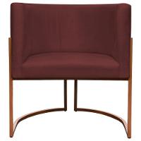 Kit 2 Poltronas Para Sala De Recepção Luna Suede Cores Base De Ferro Bronze - Bordô, Suede - 7