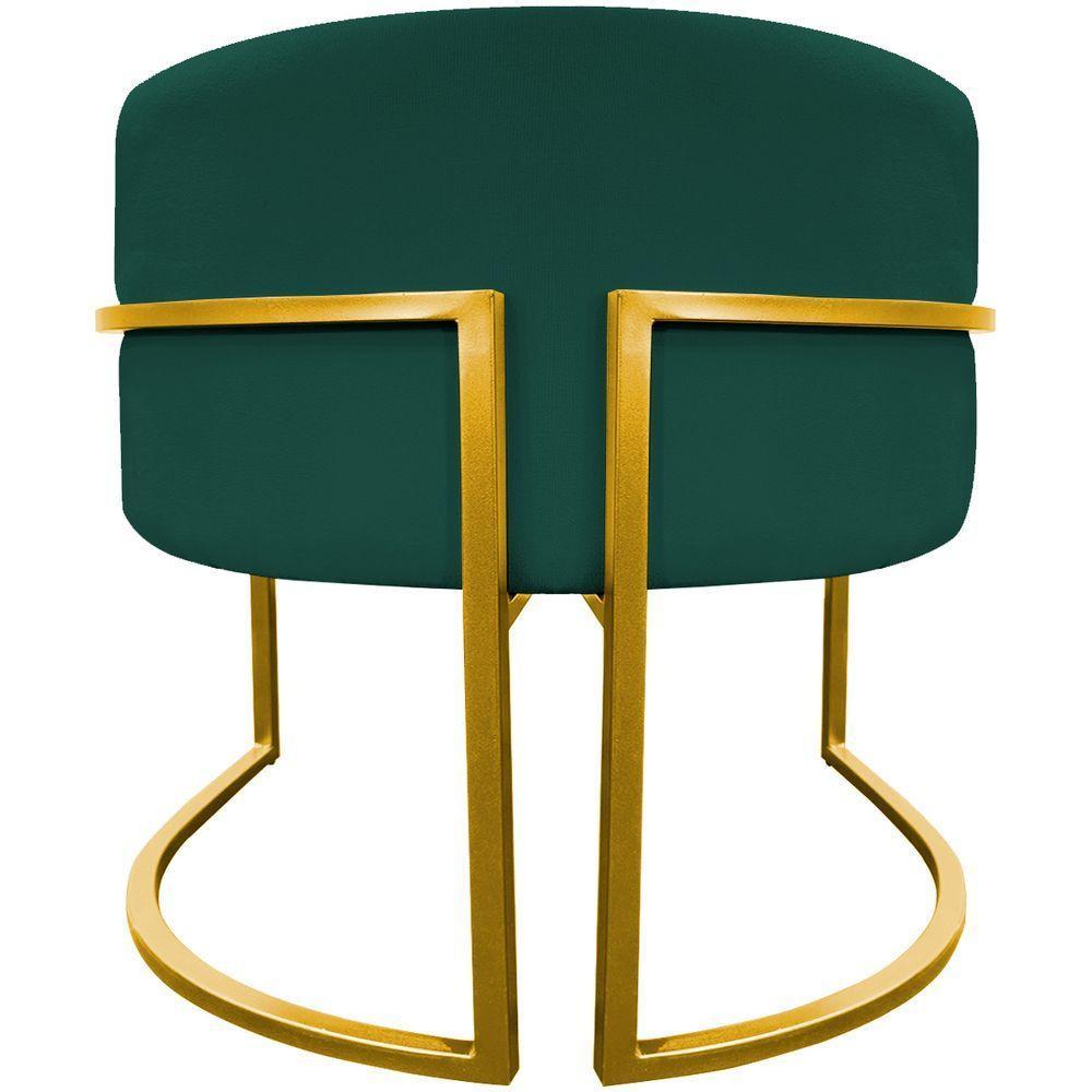 Kit 2 Poltronas Cadeira Para Sala De Luna Suede Cores Base Dourada - Verde, Suede - 5