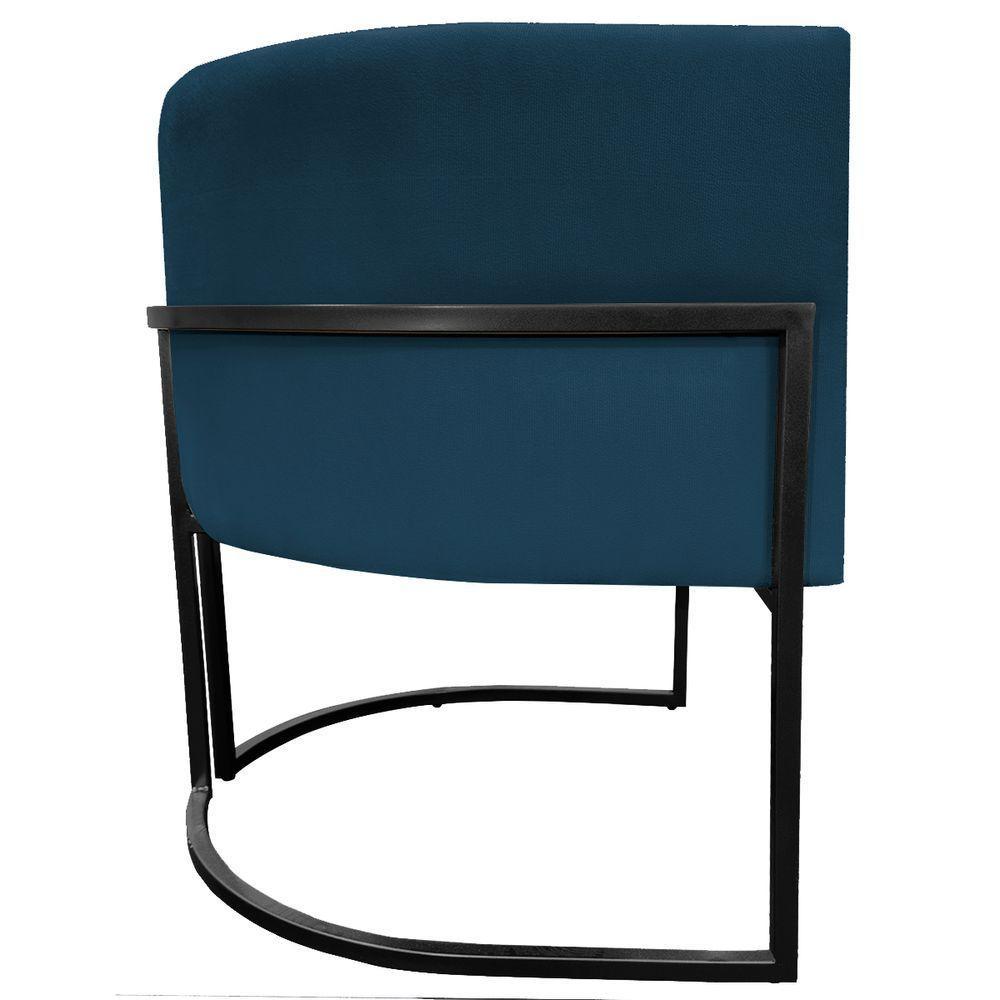 Kit 2 Poltronas Luna Suede Cores Base De Ferro Preta - Azul-marinho, Suede - 5