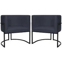 Kit 2 Poltronas Luna Suede Cores Base De Ferro Preta - Preto, Suede - 1