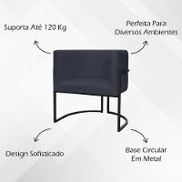 Kit 2 Poltronas Luna Suede Cores Base De Ferro Preta - Preto, Suede - 5
