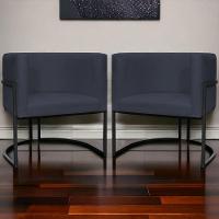 Kit 2 Poltronas Luna Suede Cores Base De Ferro Preta - Preto, Suede - 7