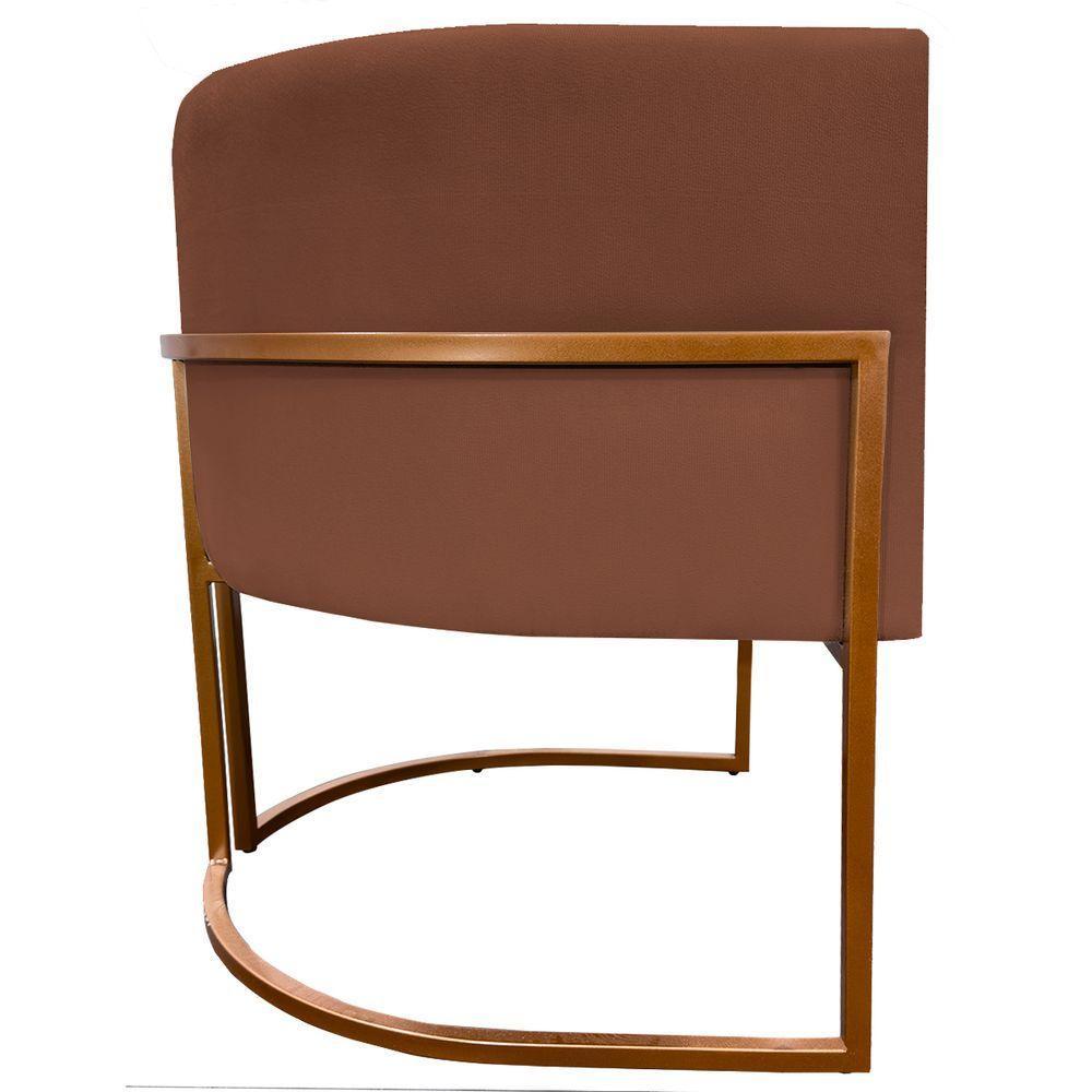 Kit 2 Poltronas Para Sala De Recepção Luna Suede Cores Base De Ferro Bronze - Terracota, Suede - 9