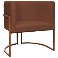 Kit 2 Poltronas Para Sala De Recepção Luna Suede Cores Base De Ferro Bronze - Terracota, Suede - 6