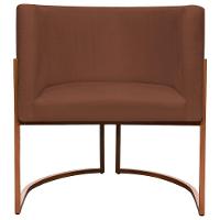 Kit 2 Poltronas Para Sala De Recepção Luna Suede Cores Base De Ferro Bronze - Terracota, Suede - 7