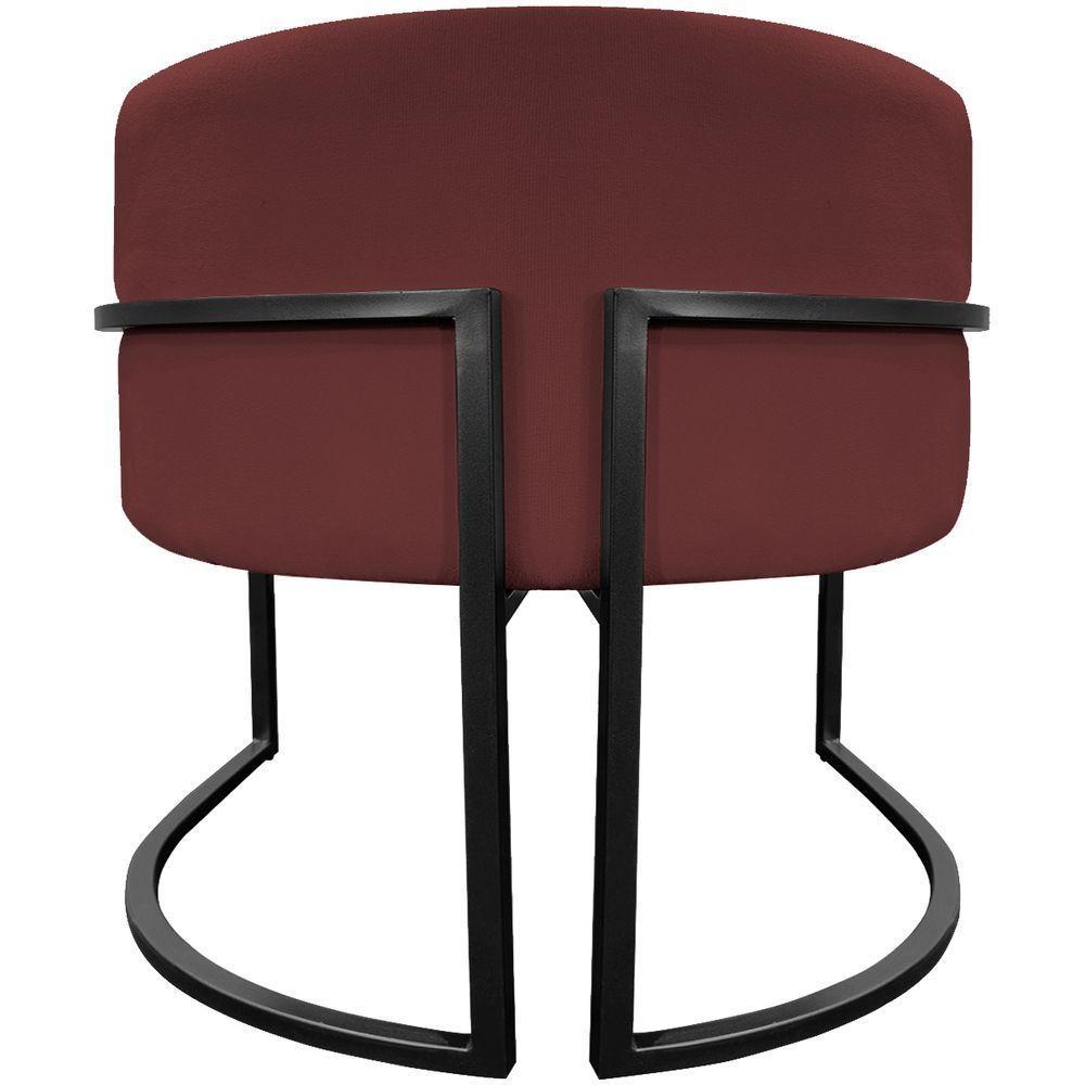 Kit 2 Poltronas Luna Suede Cores Base De Ferro Preta - Bordô, Suede - 3