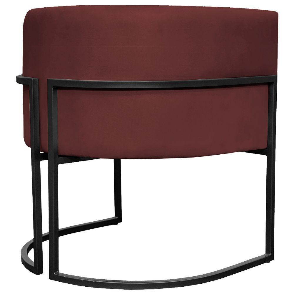 Kit 2 Poltronas Luna Suede Cores Base De Ferro Preta - Bordô, Suede - 4