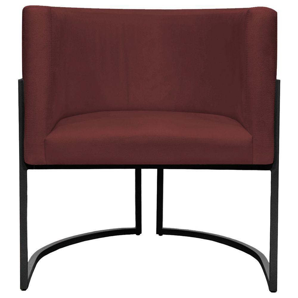 Kit 2 Poltronas Luna Suede Cores Base De Ferro Preta - Bordô, Suede - 7