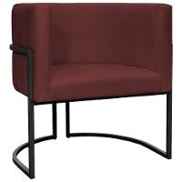 Kit 2 Poltronas Luna Suede Cores Base De Ferro Preta - Bordô, Suede - 6