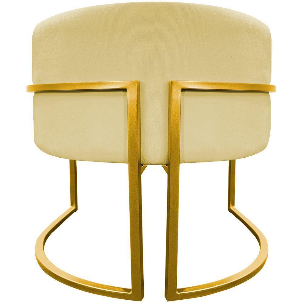 Kit 2 Poltronas Cadeira Para Sala De Luna Suede Cores Base Dourada - Amarelo, Suede - 3