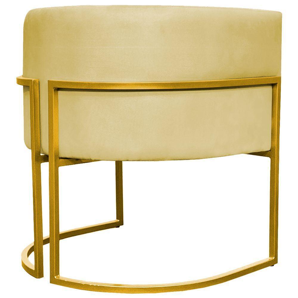 Kit 2 Poltronas Cadeira Para Sala De Luna Suede Cores Base Dourada - Amarelo, Suede - 4