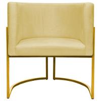 Kit 2 Poltronas Cadeira Para Sala De Luna Suede Cores Base Dourada - Amarelo, Suede - 7