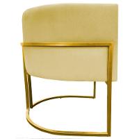 Kit 2 Poltronas Cadeira Para Sala De Luna Suede Cores Base Dourada - Amarelo, Suede - 9