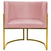 Kit 2 Poltronas Cadeira Para Sala De Luna Suede Cores Base Dourada - Rosê, Suede - 7
